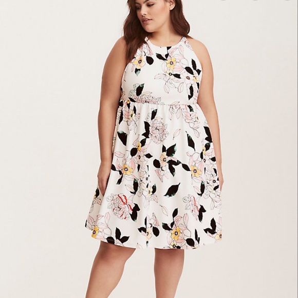 torrid Dresses & Skirts - Torrid floral textured knit skater dress 1X